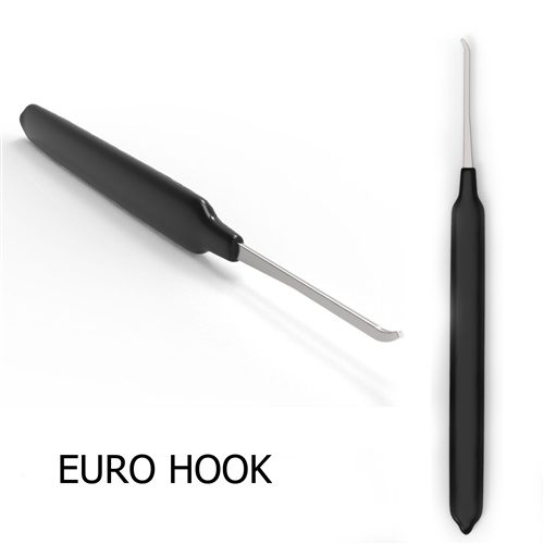 Sparrows Euro Hook Lock Pick with .025 thickness, available with standard or thermal-coated handle options.