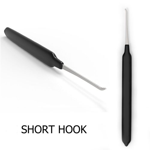 Sparrows Short Hook Lock Pick in .025 thickness, available with or without a thermal-coated handle.